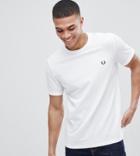 Fred Perry Pique Logo Crew Neck T-shirt In White - White