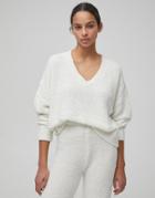 Pull & Bear Set Soft Touch V-neck Lounge Sweater In Cream-white