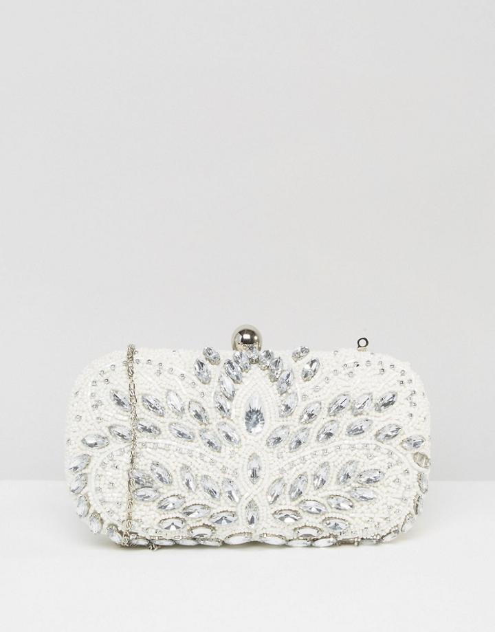 Chi Chi London Rhinestone Detail Clutch Bag - White