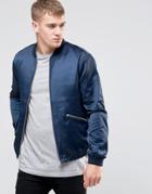 New Look Sateen Bomber Jacket In Navy - Navy