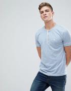 Abercrombie & Fitch Henley T-shirt Contrast Placket Icon Moose Logo In Blue Marl - Blue