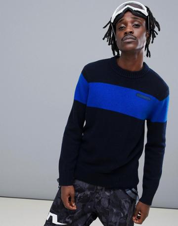 J.lindeberg Ski Snoop Chunky Wool Knitted Sweater In Navy - Navy