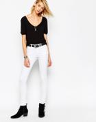 Asos Lisbon Midrise Skinny Jeans In White - White