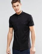 Asos Military Shirt In Black With Short Sleeves - Black