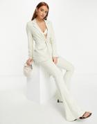 Asos Design Jersey Suit Kickflare Pants In Ivory-neutral