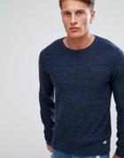 Jack & Jones Knitted Sweater With Mixed Yarn Detail - Navy