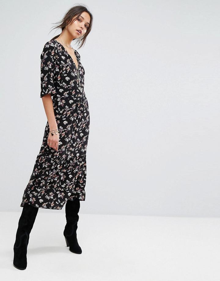 Vanessa Bruno Athe Floral Midi Dress - Black