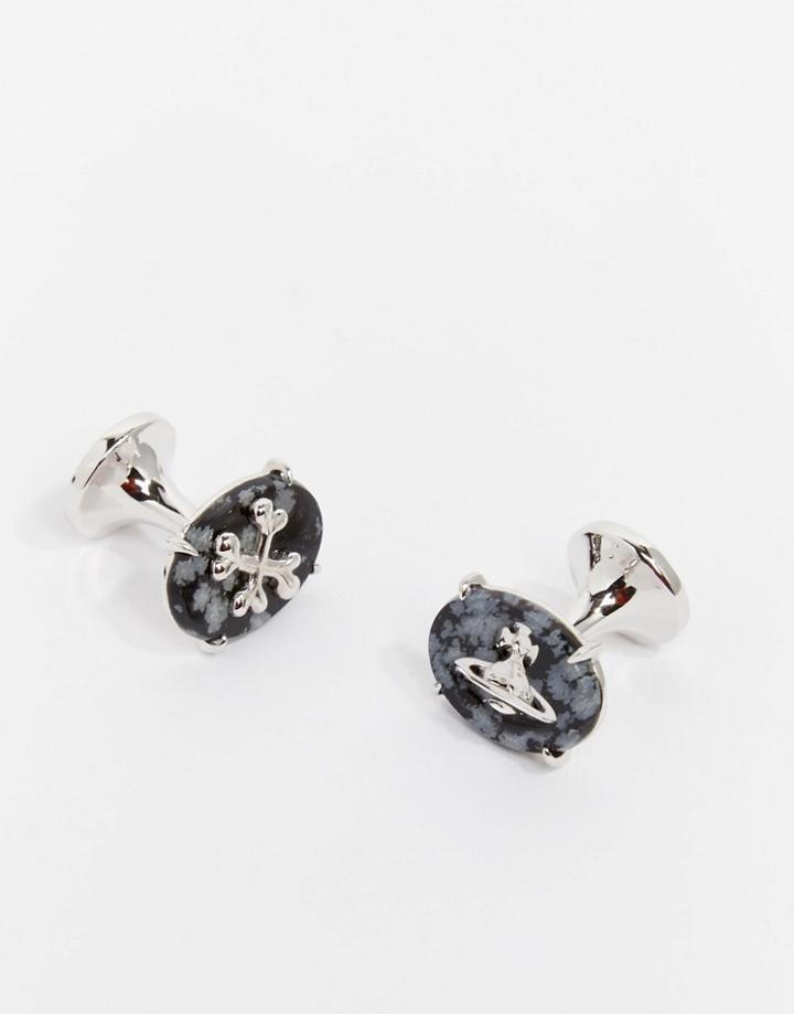 Vivienne Westwood Orb Cufflinks With Semi Precious Stone - Silver