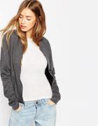 Asos The Bomber Jacket In Jersey - Charcoal