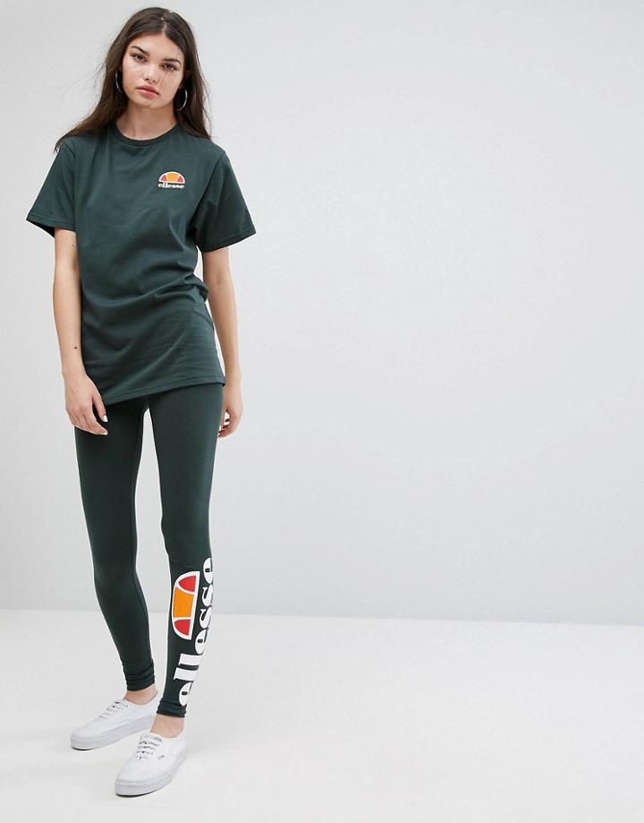 Ellesse Leggings With Leg Logo Print - Green