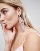 Asos Statement Pretty Jewel And Tassel Earrings - Gold