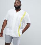 Asos Design Plus Regular Fit Viscose Shirt With Yellow Tape In White - White