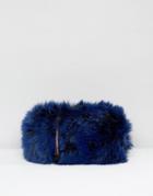 Skinnydip Faux Fur Box Clutch Bag In Blue - Blue