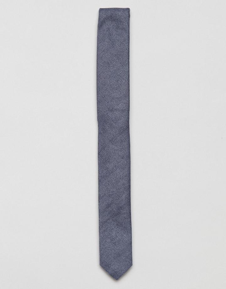 Asos Textured Tie In Denim Blue - Blue