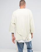 Granted Oversized 3/4 Length Sweatshirt With Straps - Stone