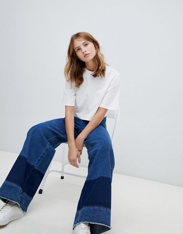 Waven Nella Block Denim Wide Leg Jeans - Blue