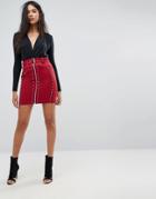 Ivyrevel Studded Faux Suede Mini Skirt - Red
