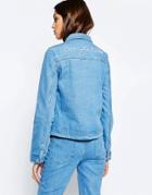 See You Never Embroidered Back Denim Jacket - Blue