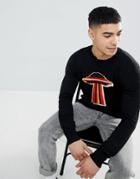 Boohooman Sweater With Spaceship Print In Black - Black