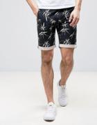 Bellfield Chino Shorts In Palm Print - Black