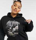 Missguided Plus Hoodie With Montana Graphic In Black