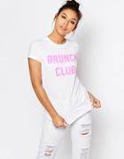 Adolescent Clothing Boyfriend T-shirt With Brunch Club Print - White