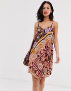Miss Selfridge Mini Dress In Scarf Print - Pink