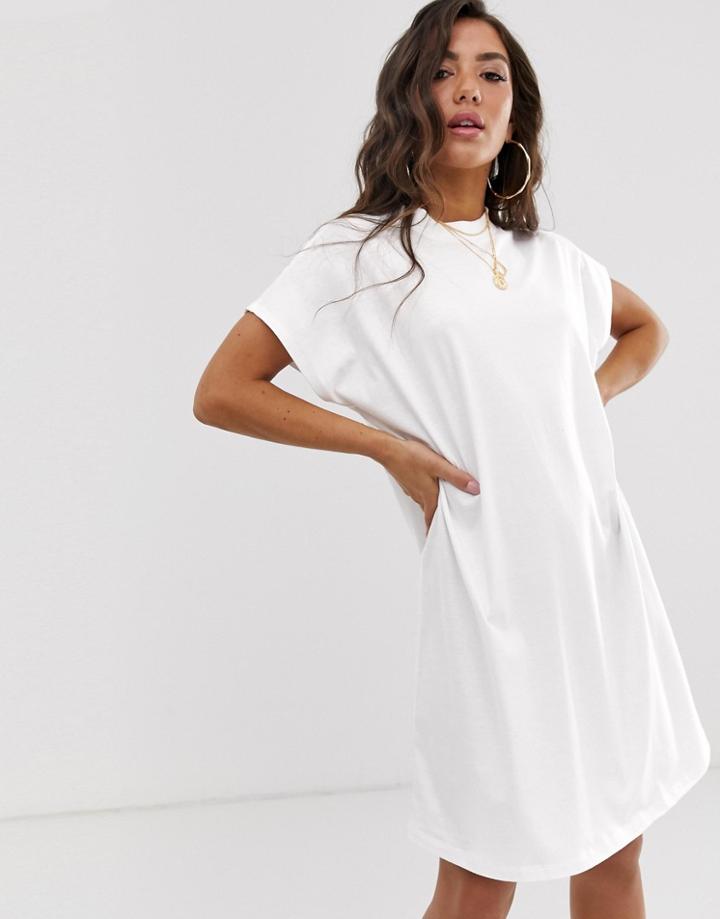 Asos Design High Neck Mini Sleeveless Smock Dress-pink