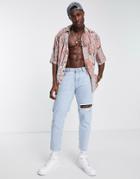 Topman Oversize Vintage Print Viscose Shirt In Pink