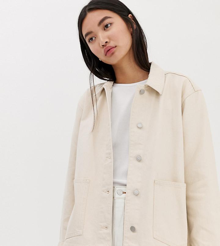 Weekday Denim Workers Jacket In Ecru - Cream