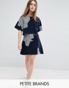 Waven Petite Contrast Patchwork Skirt - Blue