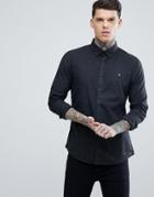 Farah Steen Slim Fit Brushed Oxford Weave Shirt In Coal - Gray