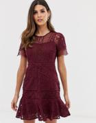 French Connection Chante Lace Midi Dress-red