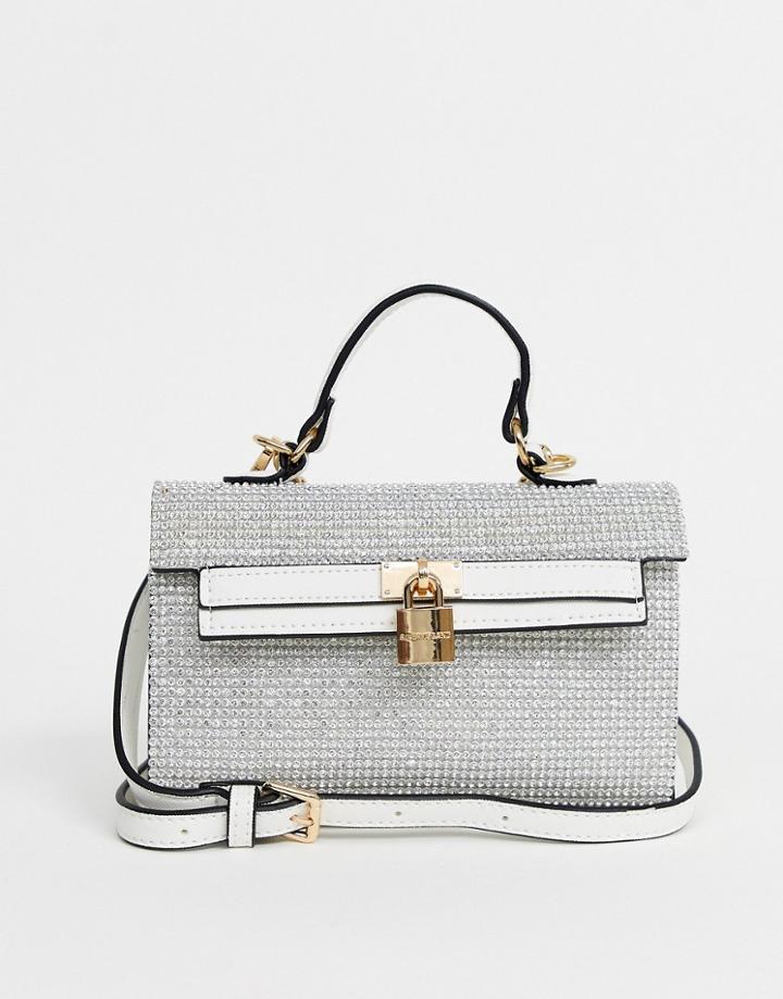 River Island Top Handle Bag With Padlock In White