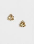 Asos Design Stud Earrings With Crystal In Gold