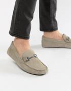 Asos Design Driving Shoes In Gray Suede With Snaffle