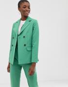 Asos Design Double Breasted Suit Blazer In Sage - Green