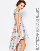 True Decadence Petite Mini Prom Dress In Allover Floral With High Low Hem - Multi