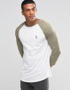 Religion Contrast Raglan 3/4 Sleeve Top - White Wasabi