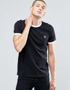 Fred Perry Ringer T-shirt In Black / Snow White - Black