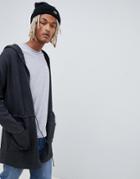 Asos Design Knitted Parka Jacket In Charcoal - Black