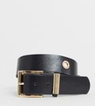 My Accessories London Exclusive Gold Double Chain Black Waist And Hip Jeans Belt - Black