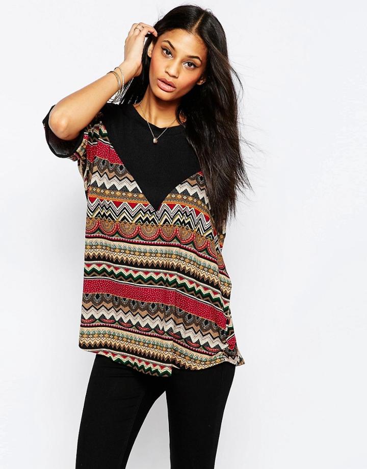 Pussycat London Tunic Top In Festival Print - Multi