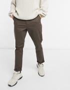Asos Design Tapered Chinos In Brown