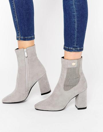 Public Desire Malmo Gray Gold Detail Ankle Boot - Gray Mf