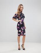 Jessica Wright Floral Cold Shoulder Pencil Dress - Multi