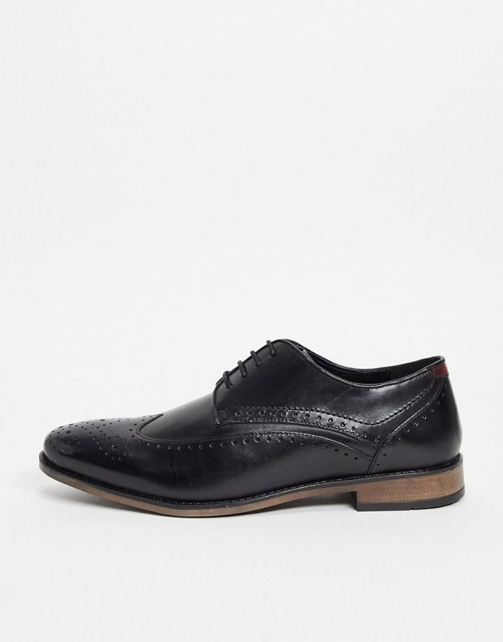 River Island Leather Brogue In Black