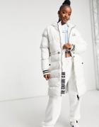 The Couture Club Contrast Signature Longline Padded Jacket In Cream-white