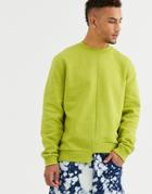 Asos Design Relaxed Sweatshirt With Cut & Sew Stepped Hem-green