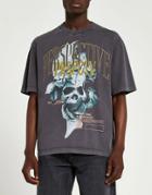 River Island Oversized T-shirt With Skull Print In Gray-grey